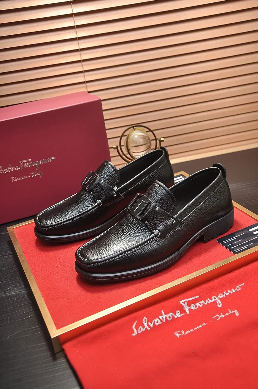 Men's shoes 💰500💶[Ferragamo/Ferragamo] The latest model in the counter. Original imported open-sided high-quality cowhide hand-woven + imported 🐂 cowhide + original luxury metal buckle + original combination outsole. Comparison without pressure 38--44🎉
